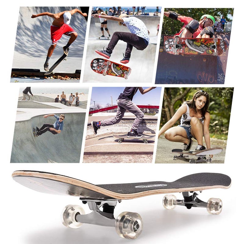 Chrome Wheels ChromeWheels 31 inch Skateboard Double Kick Skate Board Cruiser Longboard 8 Layer Maple Deck Skateboards for Kids and Beginners - Image 5